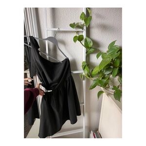 Black One Shoulder Cut Out Mini Dress